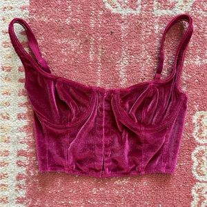 Urban Outfitters pink velvet corset crop top